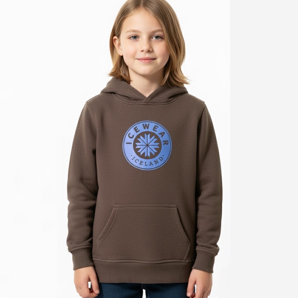 Icewear Iceland Charcoal Gray Blue Print Hooded Sweatshirt Hoodie